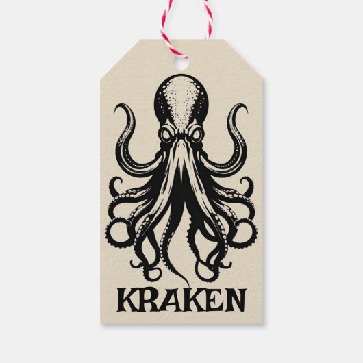 Custom Kraken Octopus Squid Name Personalized Cadeaulabel (Achterkant)