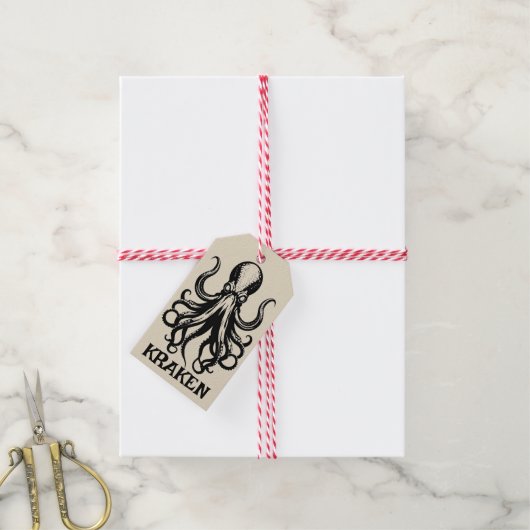 Custom Kraken Octopus Squid Name Personalized Cadeaulabel (Met Touw)