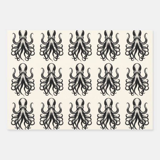 Custom Kraken Octopus Squid Name Personalized Inpakpapier Vel (Voorkant 3)