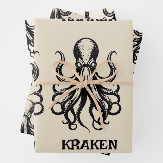 Custom Kraken Octopus Squid Name Personalized Inpakpapier Vel (In situ)