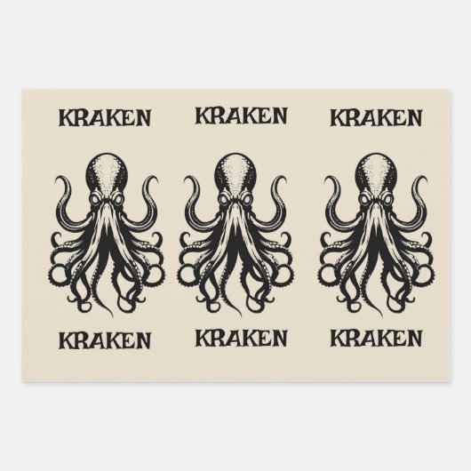 Custom Kraken Octopus Squid Name Personalized Inpakpapier Vel (Voorkant)