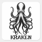 Custom Kraken Octopus Squid Name Personalized Vierkante Sticker (Voorkant)