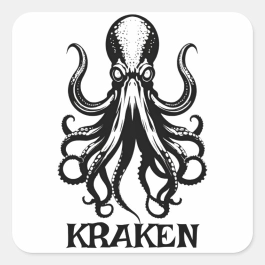 Custom Kraken Octopus Squid Name Personalized Vierkante Sticker (Voorkant)