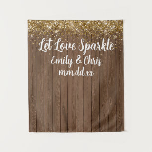 Custom Laat Liefde Sparkle Wedding Rustieke Hout P Wandkleed