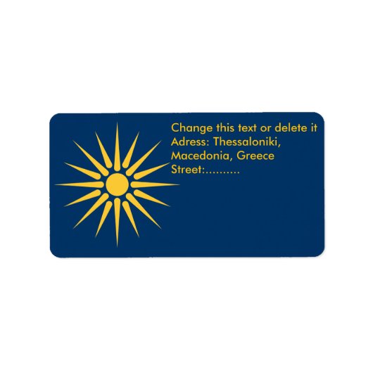 Custom Label with Flag of Macedonia, Greece (Voorkant)