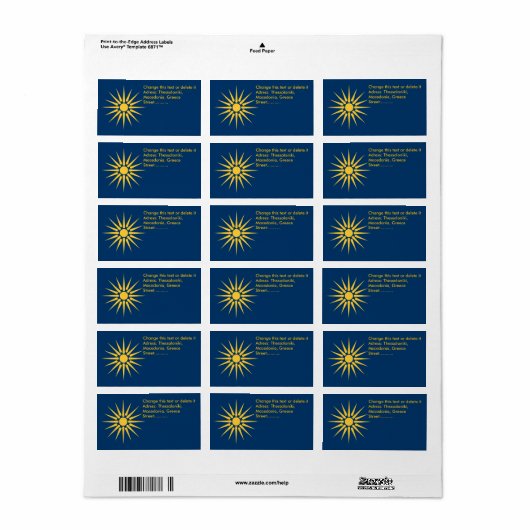 Custom Label with Flag of Macedonia, Greece (Full Sheet)