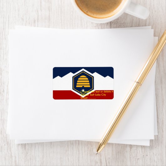Custom Label with Flag of Utah, USA (Insitu)