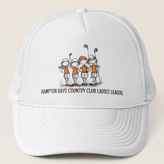 Custom Ladies Golf League ORANGE Casquette - Nom d (Devant)