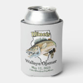 Custom Lake and Date Illinois Walleye Open Light Blikjeskoeler (Blikje Voorkant)