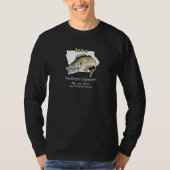 Custom Lake and Date Iowa Walleye Open Dark T-shirt (Voorkant)