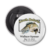 Custom Lake and Date South Dakota Walleye Open Button Flesopener (Voorkant)