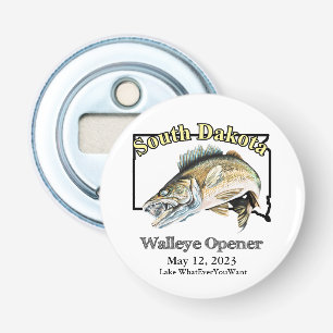 Custom Lake and Date South Dakota Walleye Open Button Flesopener
