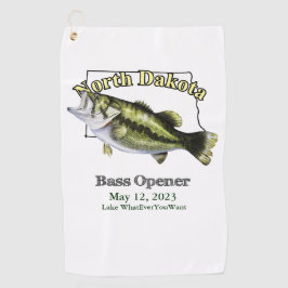 Custom Lake/Date North Dakota Bass Vissen Towel Golfhanddoek