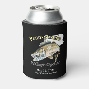 Custom Lake/Date Pennsylvania Walleye Opener Dark Blikjeskoeler