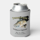 Custom Lake/Date Pennsylvania Walleye Opener Light Blikjeskoeler (Blikje Voorkant)