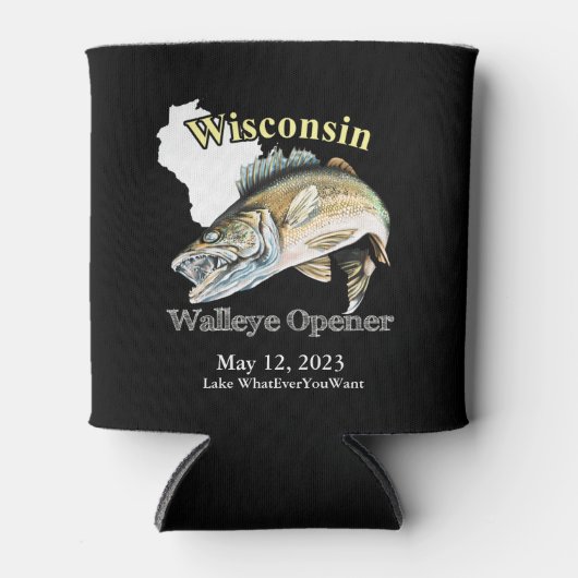 Custom Lake/Date Wisconsin Walleye Open Dark Blikjeskoeler (Voorkant)