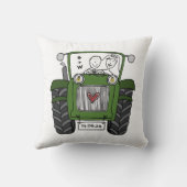 Custom Land Bruiloft Groene Tractor Kussen (Achterkant)