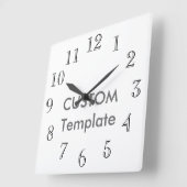 Custom Large 10.75" Square Wall Clock CASLON OPEN. Vierkante Klok (Hoek)