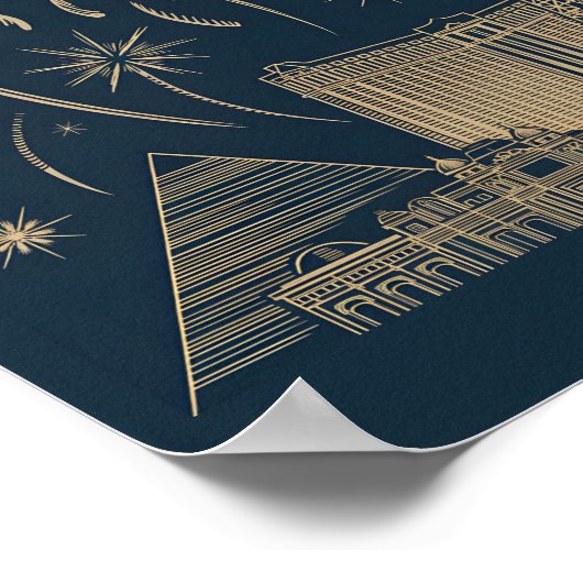 Custom Las Vegas Skyline Gold Line Art Travel Poster (Hoek)