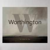 Custom Last Name Print Moody Gift for Couple Est  (Voorkant)