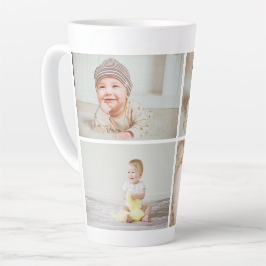 Custom Latte Mug with Four-Photo Collage Mok (Linkerhoek)
