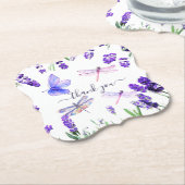 Custom Lavender Dragonfly Shabby Chic Boho Style Kartonnen Onderzetters (Gekanteld)