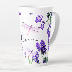Custom Lavender Dragonfly Shabby Chic Boho Style Latte Mok