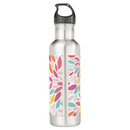 Custom Leaf Mosaic Pastel Monogram Waterfles (Achterkant)