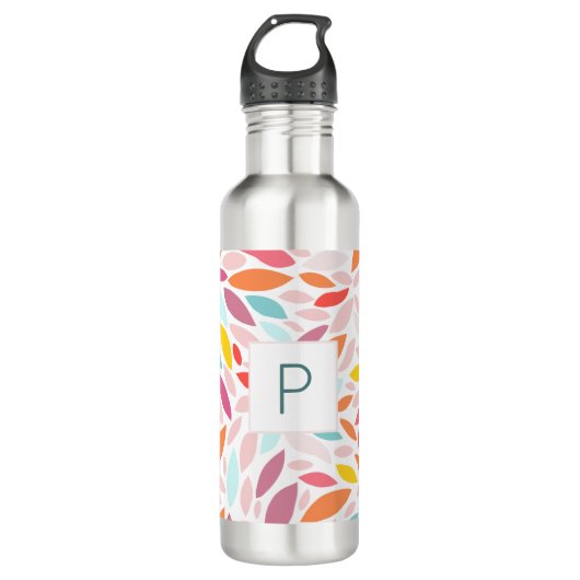 Custom Leaf Mosaic Pastel Monogram Waterfles (Voorkant)