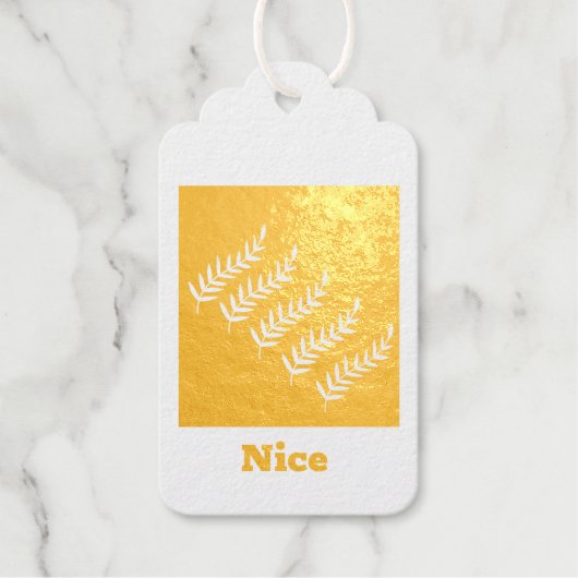 Custom Leafs Afbeeldingen Mooie tekst Gouden Folie Cadeaulabels (Voorkant)