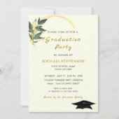 Custom Leaves Gold Afstuderen Invitation Sjabloon (Voorkant)