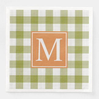 Custom Leaves Groene Pompoen Sinaasappel Gingham P Servet
