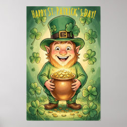 Custom Leprechaun Gnome Happy St. Patrick's Day Poster