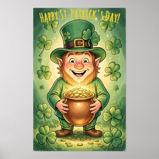 Custom Leprechaun Gnome Happy St. Patrick's Day  Poster (Voorkant)