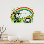 Custom Leprechaun Gnome St. Patrick's Day Shamrock Poster (Keuken)