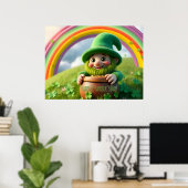 Custom Leprechaun Gnome St. Patrick's Day Shamrock Poster (Thuiskantoor)