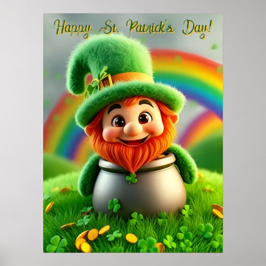 Custom Leprechaun Gnome St. Patrick's Day Shamrock Poster (Voorkant)