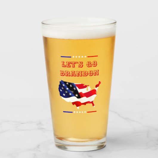 Custom LET'S GO BRANDON Trump 2024 US Flag MAGA Glas (Voorkant gevuld)