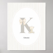 Custom Letter K Nursery Wall Art - Baby Name Print (Voorkant)