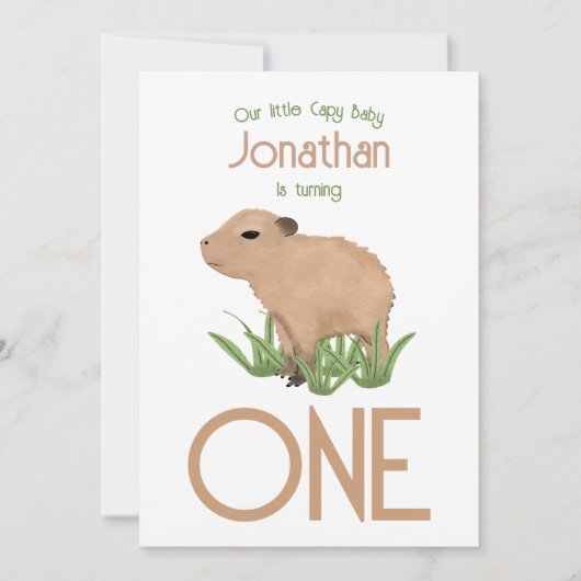 Custom Leuke 1e Verjaardag Capybara Baby Boy Kaart (Voorkant)
