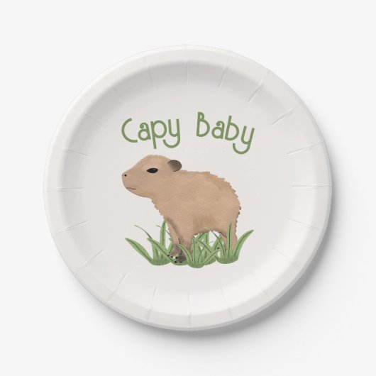 Custom Leuke Capybara Pun Capy Baby Illustratie Papieren Bordje (Voorkant)