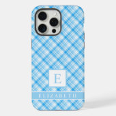 Custom licht donkerblauw lavendel Paarse geruit P iPhone Hoesje (Achterkant)