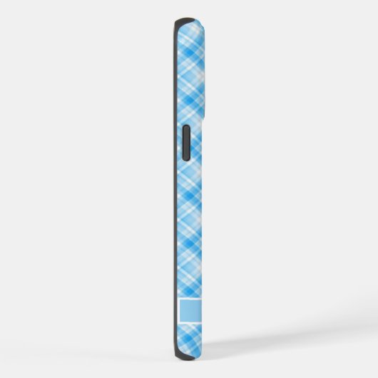 Custom licht donkerblauw lavendel Paarse geruit P iPhone Hoesje (Rechterkant)