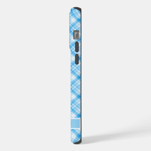 Custom licht donkerblauw lavendel Paarse geruit P iPhone Hoesje (Linkerkant)