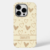 Custom Lichtbruin Hart iPhone 14, 15 Stoer Hoesje (Achterkant)