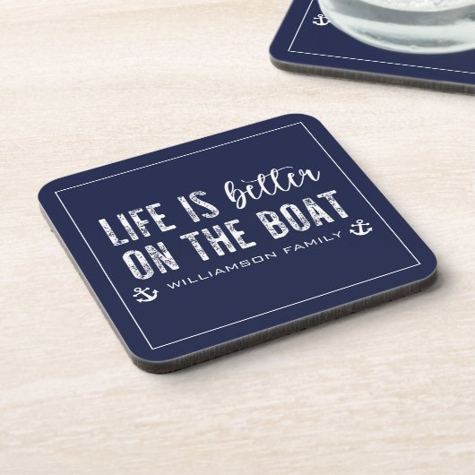Custom Life is beter op de boot | Bootleven Bier Onderzetter (Linkerzijde)