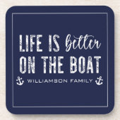 Custom Life is beter op de boot | Bootleven Bier Onderzetter (Voorkant)