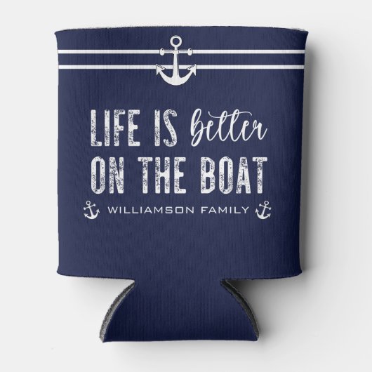 Custom Life is beter op de boot | Bootleven Blikjeskoeler (Voorkant)