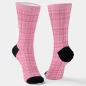 Custom Light Pink Dark Rose Checkered Pattern Sokken (Gebogen)