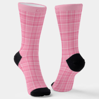 Custom Light Pink Dark Rose Checkered Pattern Sokken